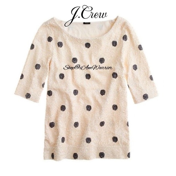 J.Crew ivory & black sequin polka-dot short sleeve top *shop@iamwarrior - Picture 5 of 16